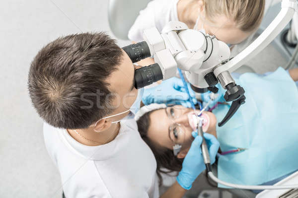 Diagnostic at dentist's office Stock photo © bezikus