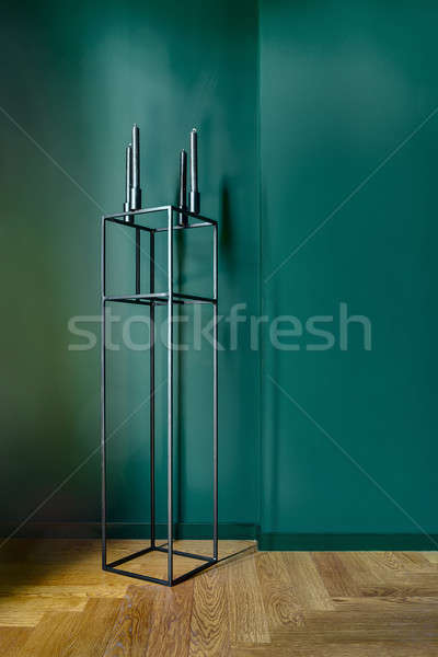 Metal stoją świecznik projektu czarny cztery Zdjęcia stock © bezikus