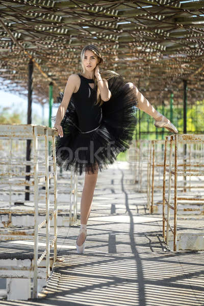 Ballerina posa esterna labbra nero Foto d'archivio © bezikus