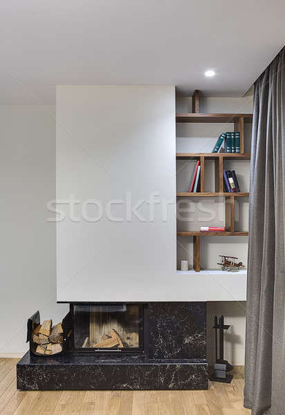 Modern room with fireplace Stock photo © bezikus