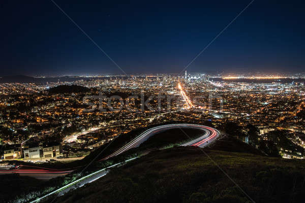 Nacht Stadtbild San Francisco beleuchtet Kalifornien Stock foto © bezikus