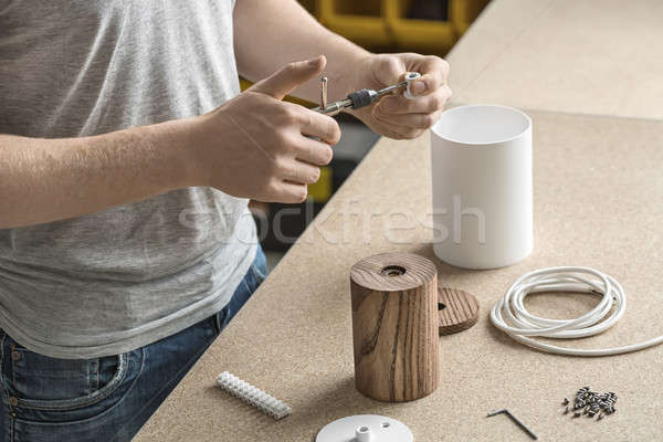 Man using wrench in workshop  Stock photo © bezikus