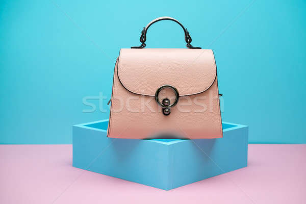 Weiblichen Leder Tasche Licht braun blau Stock foto © bezikus