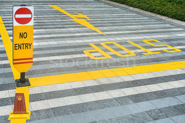 Yellow road marking on pave Stock photo © bezikus