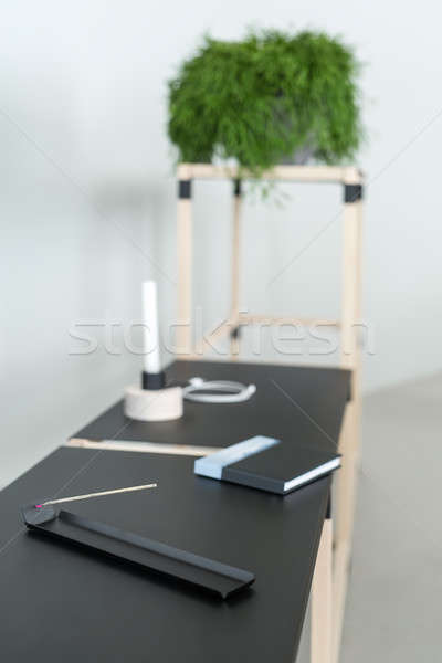 Wooden construct with black tabletops Stock photo © bezikus