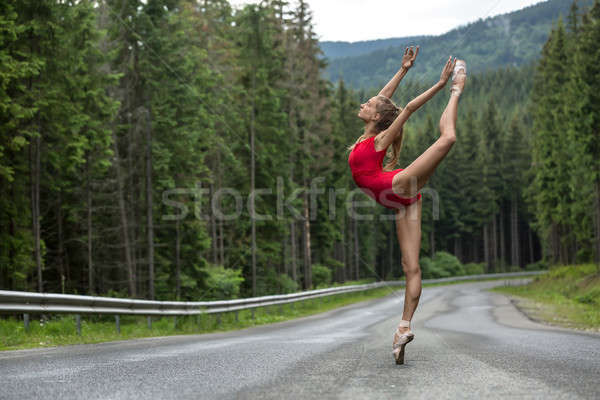 Ballerina posing outdoors Stock photo © bezikus