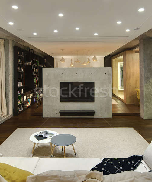Interieur vliering stijl studio appartement lampen Stockfoto © bezikus