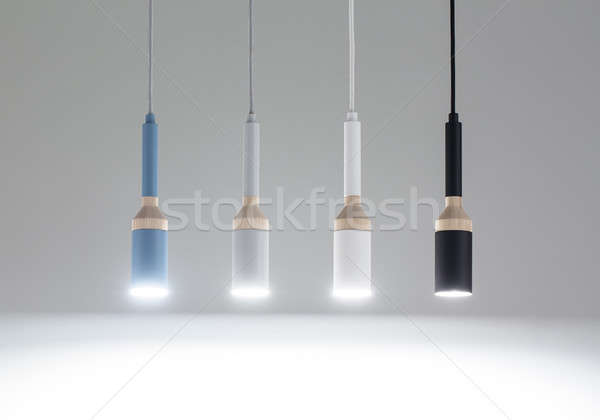 Hanging luminous colorful lamps Stock photo © bezikus