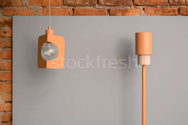 Stock photo: Different metal orange lamps