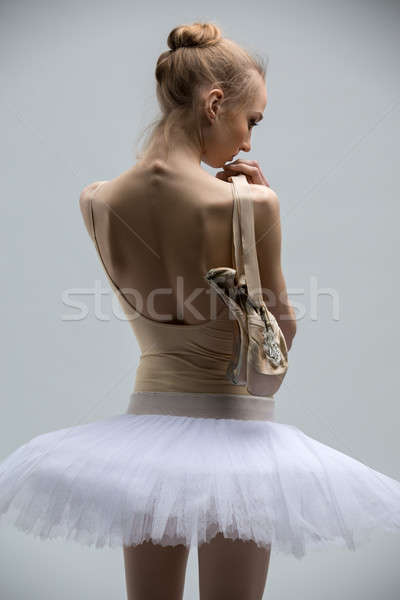 Foto stock: Retrato · jóvenes · bailarina · blanco · brazo