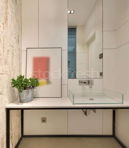 Stockfoto: Badkamer · moderne · stijl · licht · een · muur · glas