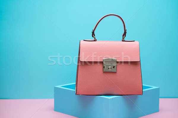 Weiblichen Leder Tasche Korallen blau dekorativ Stock foto © bezikus