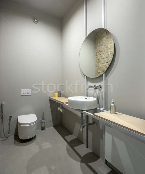 Toilette Loft Stil Toilette grau Wände Stock foto © bezikus