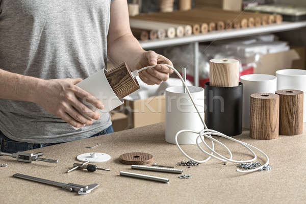 Assembling of lamp in workshop  Stock photo © bezikus