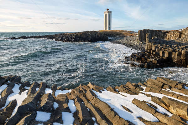 Stok fotoğraf: Manzara · deniz · feneri · ışık · mavi · gökyüzü · bulutlar · kıyı