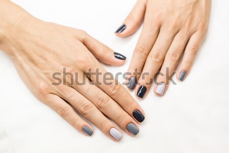 Strony elegancki szary manicure odizolowany biały Zdjęcia stock © bezikus