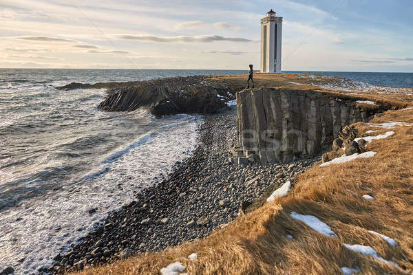 Light lighthouse on promontory Stock photo © bezikus