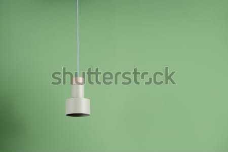 Opknoping metaal groene lamp houten ontwerp Stockfoto © bezikus