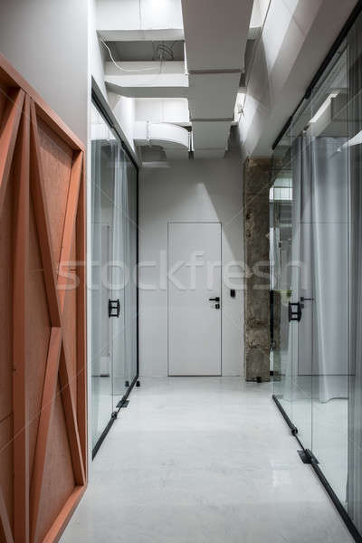Stylish interior in loft style with gray walls Stock photo © bezikus