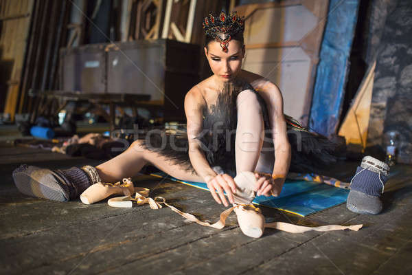 Ballerina sitting on the warm-up backstage Stock photo © bezikus