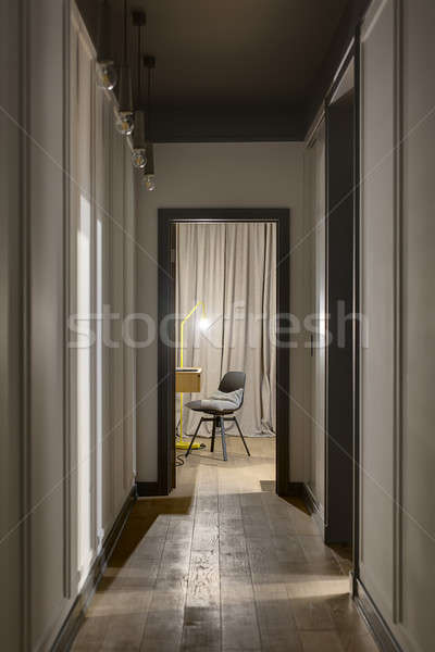 Korytarz nowoczesny styl nowoczesne świetle ściany drzwi Zdjęcia stock © bezikus