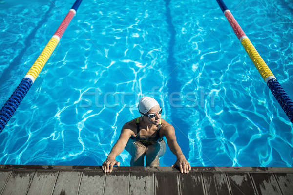 Menina nadar piscina belo feminino Foto stock © bezikus