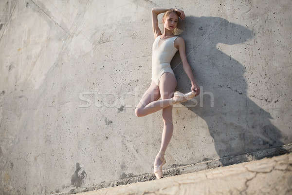 Slim dancer stands in a ballet pose Stock photo © bezikus