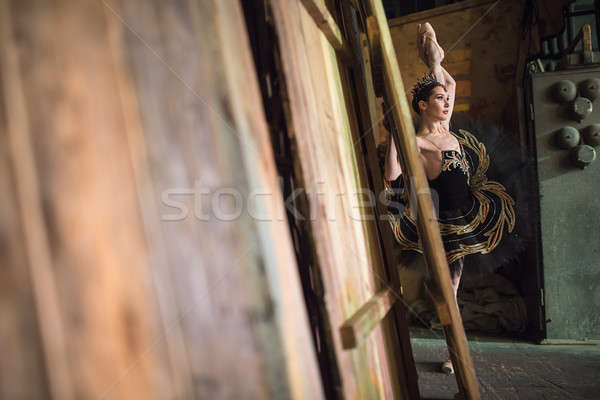 Ballerina standing warming up backstage before going to stage Stock photo © bezikus