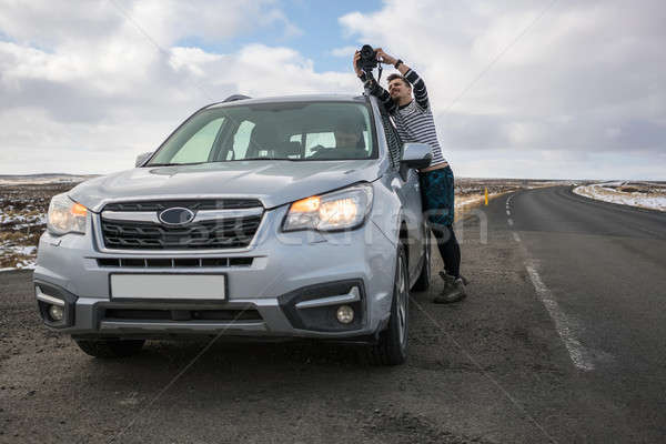 Travelers on country roadway Stock photo © bezikus