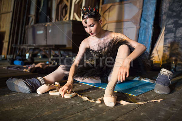 Ballerina sitting on the warm-up backstage Stock photo © bezikus