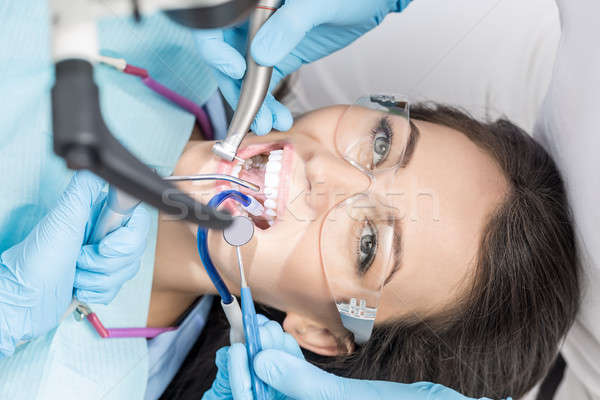 Girl at dentist's office Stock photo © bezikus