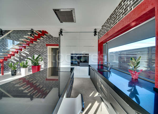 Hall with kitchen zone in modern style  Stock photo © bezikus