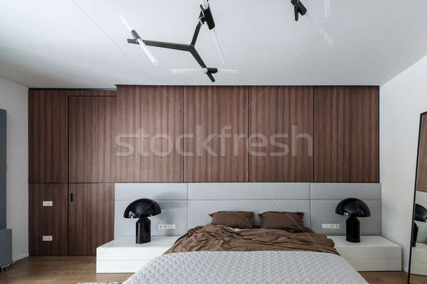 Schlafzimmer modernen Stil zeitgenössischen weiß Wände Stock Stock foto © bezikus