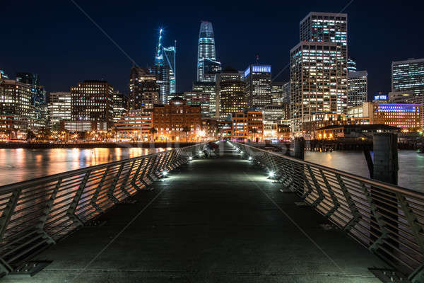 Stockfoto: Nacht · stadsgezicht · San · Francisco · prachtig · verlicht · Californië