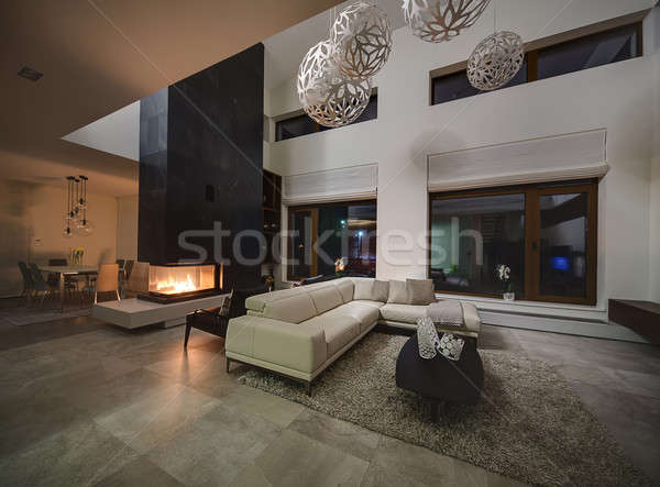 Interior estilo moderno sala casa luz paredes Foto stock © bezikus