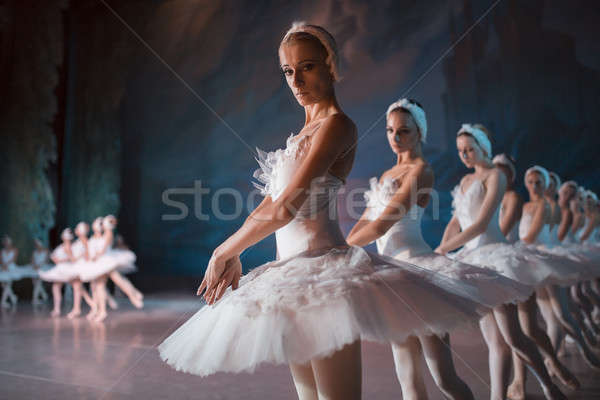 Dancers in white tutu synchronized dancing Stock photo © bezikus