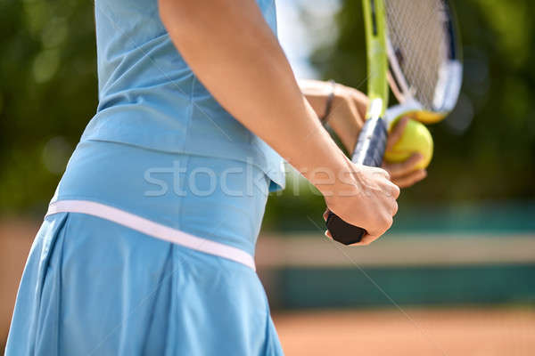 Menina tênis mulher quadra de tênis ao ar livre Foto stock © bezikus