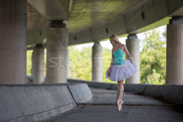 Wdzięczny baleriny dance konkretnych most tle Zdjęcia stock © bezikus