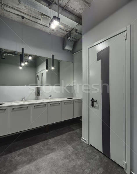 Toilettes gris côté porte [[stock_photo]] © bezikus