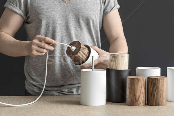 Assembling of lamp in workshop Stock photo © bezikus