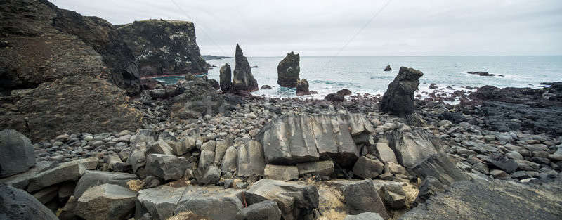 Icelandic landscape of rocky seashore Stock photo © bezikus