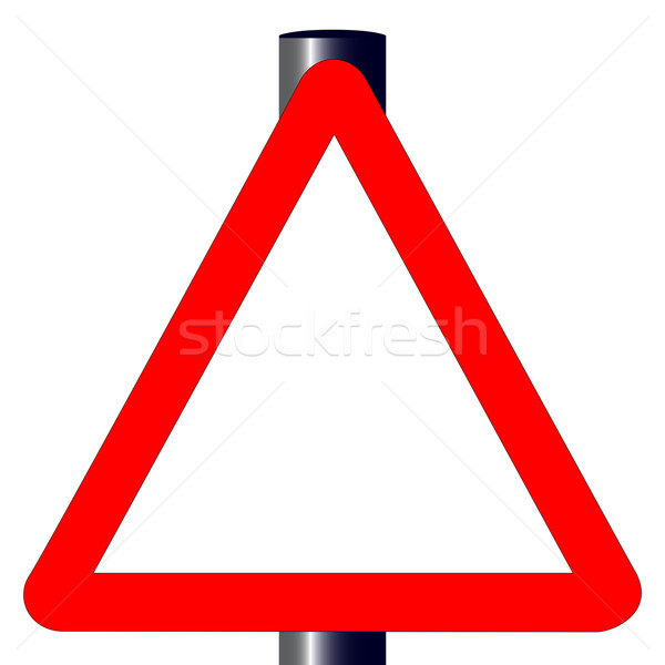 Triangle panneau de signalisation traditionnel isolé blanche trafic [[stock_photo]] © Bigalbaloo