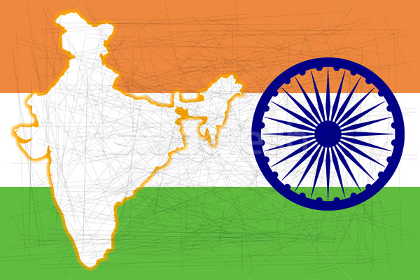 India Flag and MAp Stock photo © Bigalbaloo