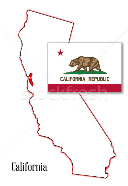 Kalifornia térkép zászló skicc fehér művészet Stock fotó © Bigalbaloo