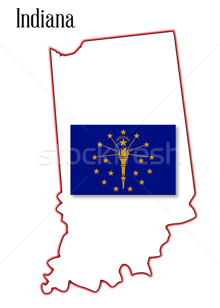 Indiana térkép zászló skicc fehér rajz Stock fotó © Bigalbaloo