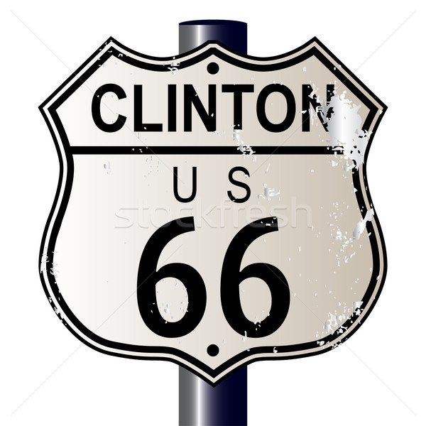 Route 66 teken verkeersbord witte legende route Stockfoto © Bigalbaloo