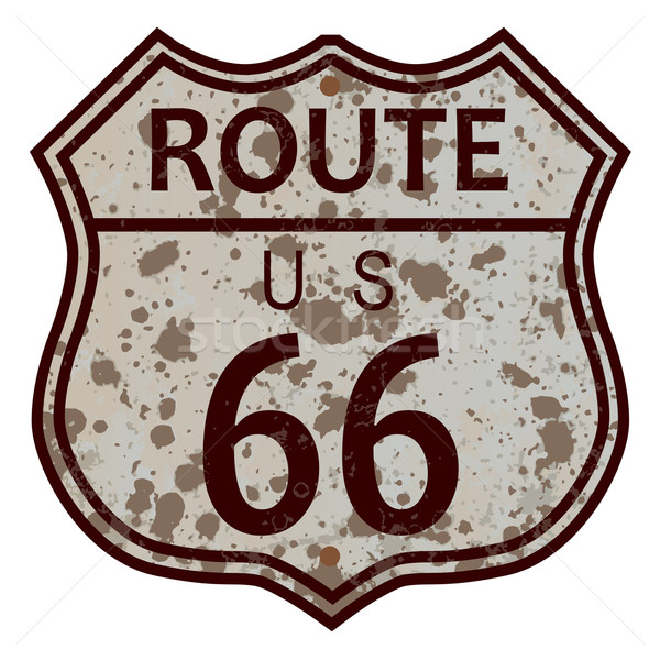 выветрившийся route 66 знак дорожный знак белый дороги Сток-фото © Bigalbaloo