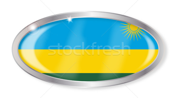 Rwanda banderą owalny przycisk srebrny odizolowany Zdjęcia stock © Bigalbaloo