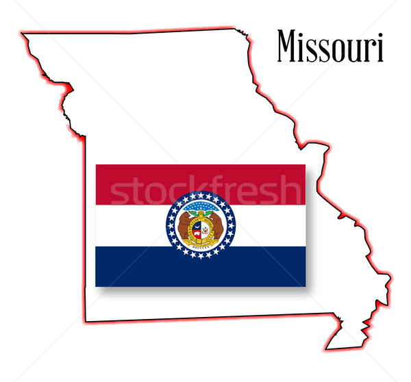 Missouri kaart vlag schets kunst Stockfoto © Bigalbaloo