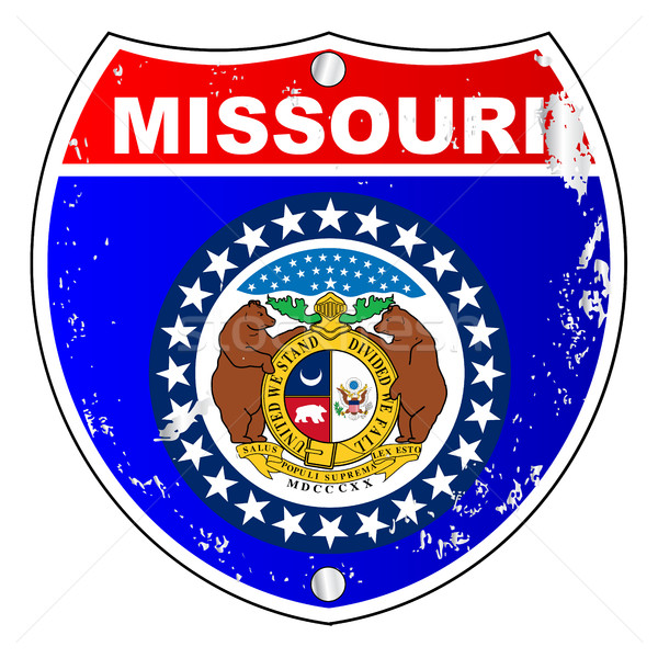 Missouri vlag iconen interstate teken witte Stockfoto © Bigalbaloo